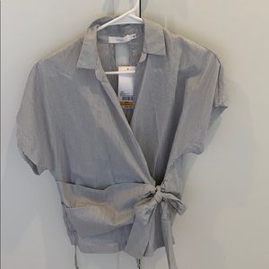 Lush gray striped blouse